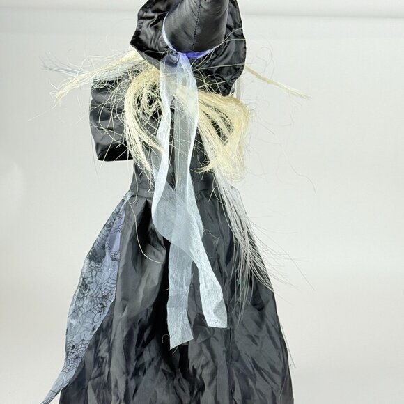 Fiber Optic Witch With Broom w/ Spider Web Cape  Light Up Halloween Decor - Picture 9 of 13